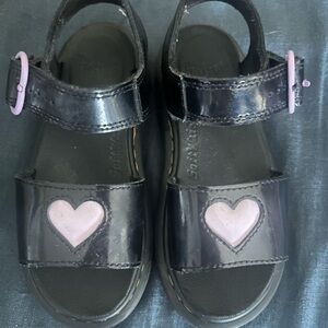 Dr. Martens Black Sandals with Pink Heart